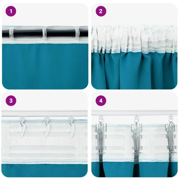 Pimendavad kardinad rõngastega, türkiis, 2 tk, 245 x 140 cm, polüester – 7