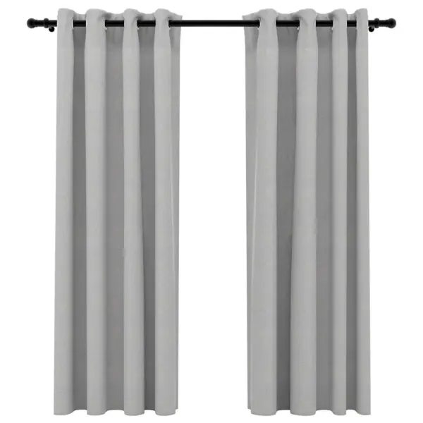 Pimendavad linase välimusega kardinad rõngastega, hall, 2 tk, 140 x 175 cm – 2