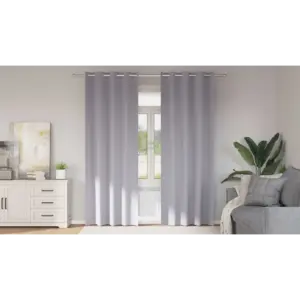 Pimendavad kardinad rõngastega, 2 tk, metallhall polüester, 245 x 140 cm
