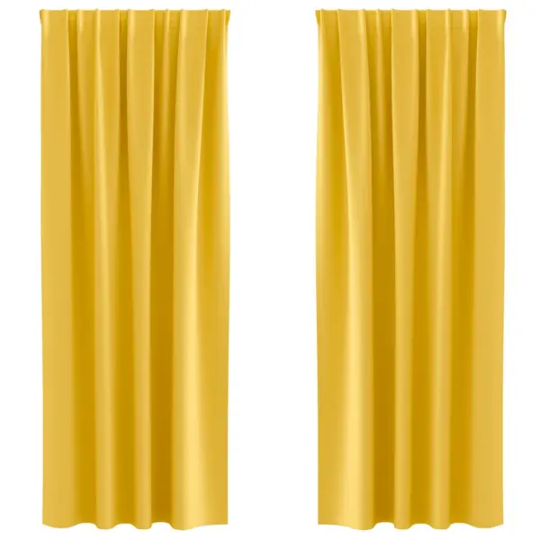 Pimendavad kardinad rõngastega, sinepikollane, 245 x 140 cm, 2 tk, polüester – 2