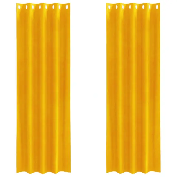 Pimendavad sametkardinad öösrõngastega, sinepikollane, 2 tk, 140 x 225 cm – 2