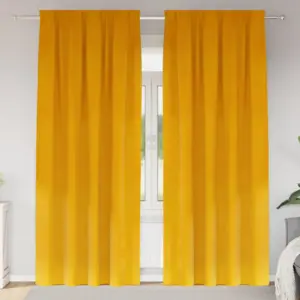 Pimendavad sametkardinad, 2 tk, sinepikollane, 140 x 260 cm