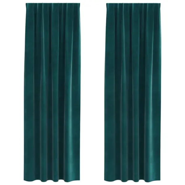Pimendavad sametkardinad rõngastega, tume roheline, 2 tk, 140 x 260 cm – 2