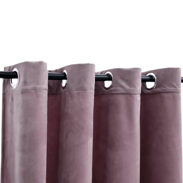 Pimendavad sametkardinad rõngastega, 2 tk, antiikroosa, 140 x 175 cm – 3