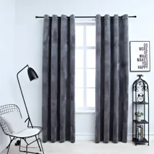 Pimendavad sametkardinad rõngastega, 2 tk, antratsiithall, 140 x 175 cm