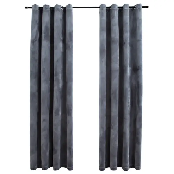 Pimendavad sametkardinad rõngastega, 2 tk, antratsiithall, 140 x 175 cm - 2