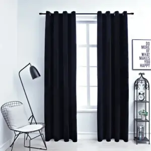 Pimendavad sametkardinad rõngastega, must, 2 tk, 140 x 175 cm