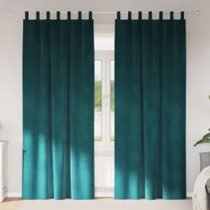 Pimendavad sametkardinad silmustega, tume roheline, 2 tk, 140 x 245 cm