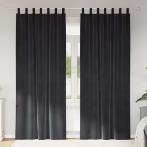 Pimendavad sametkardinad silmustega, tumehall, 2 tk, 140 x 260 cm