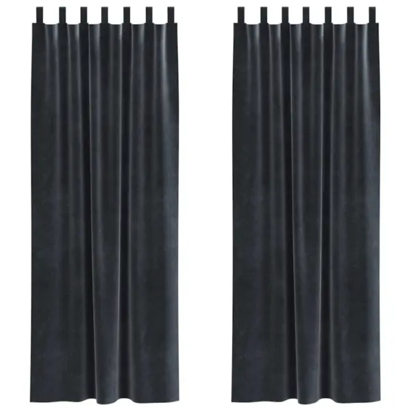 Pimendavad sametkardinad silmustega, tumehall, 2 tk, 140 x 260 cm – 2