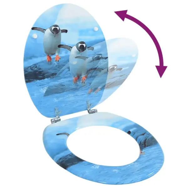 WC-prilllaud kaanega, MDF, pingviinimustriga, reguleeritavate hingedega – 2