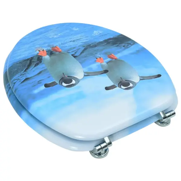 WC-prilllaud kaanega, MDF, pingviinimustriga, reguleeritavate hingedega – 4