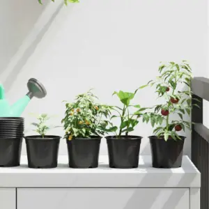 Lillepotid äravooluavadega, must plast, Ø 15 x 12.5 cm, 50 tk