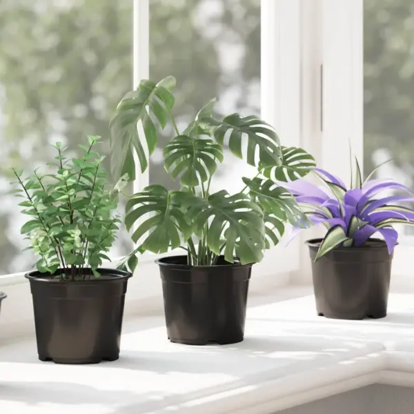 Lillepotid äravooluavadega, must plast, Ø 15 x 12.5 cm, 50 tk – 5