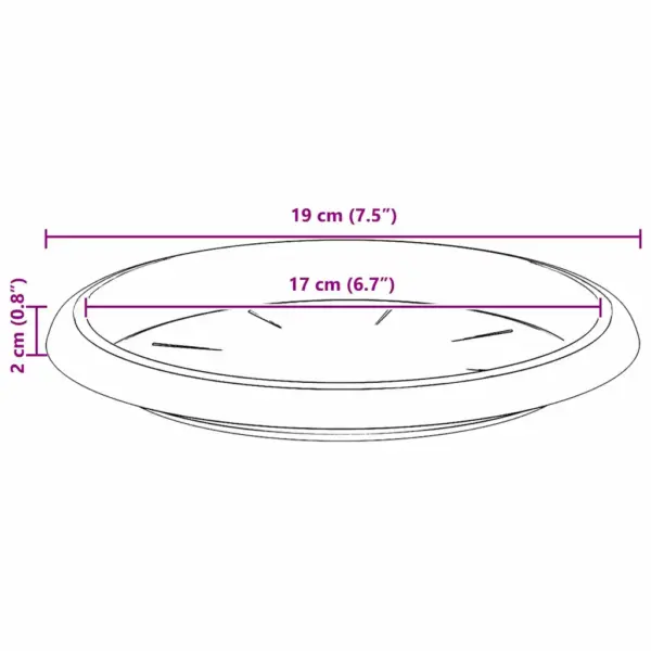 Ümmargused plastist lillealused, 6 tk, kohviroosa, Ø 19 x 2 cm – 10