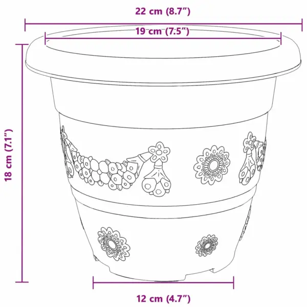 Plastist taimepotid drenaažiavadega, must, 6 tk, Ø 26 x 21,5 cm – 11