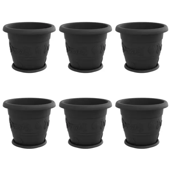 Plastist taimepotid äravooluaukudega, 6 tk, must, Ø 26 x 21,5 cm – 2