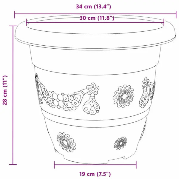 Plastist taimepotid äravooluaukudega, 6 tk, must, Ø 26 x 21,5 cm – 11