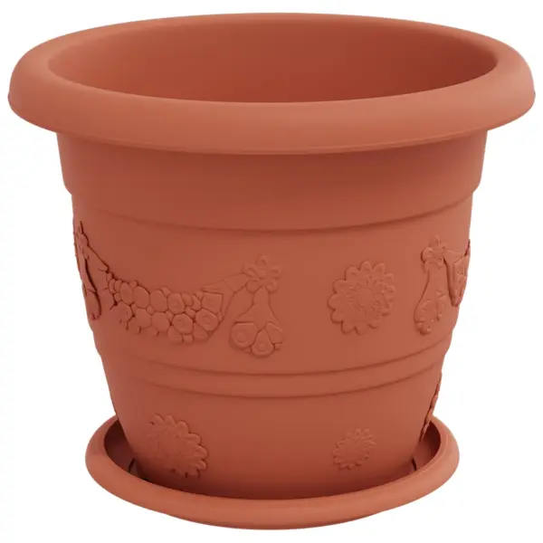 Plastist taimepotid drenaažiaukudega, kohviroosa, Ø 26 x 21,5 cm, 6 tk – 5