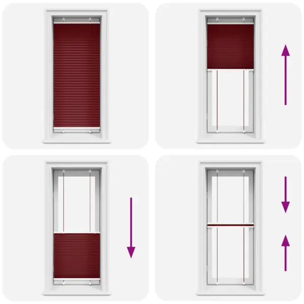 Plisseeritud aknaruloo privaatsuse ja päikesekaitsega, bordoopunane, 60 x 150 cm – 5