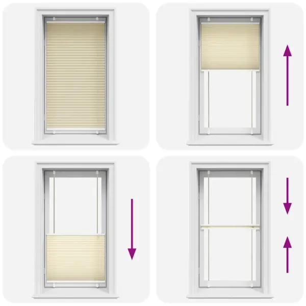 Plisseeritud ruloo privaatsuse ja päikesekaitse jaoks, kreemjasvalge, 75 x 100 cm, 100% polüester – 5