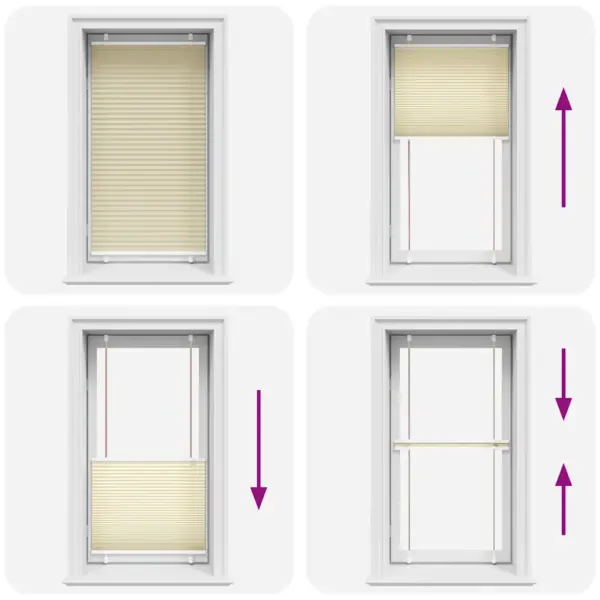 Plisseeritud ruloo privaatsuse ja päikesekaitsega, kreemjasvalge polüester, 80 x 150 cm – 5