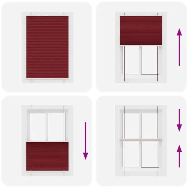 Plisseeritud ruloo privaatsuse ja päikesekaitsega, bordoopunane, 90 x 150 cm – 5