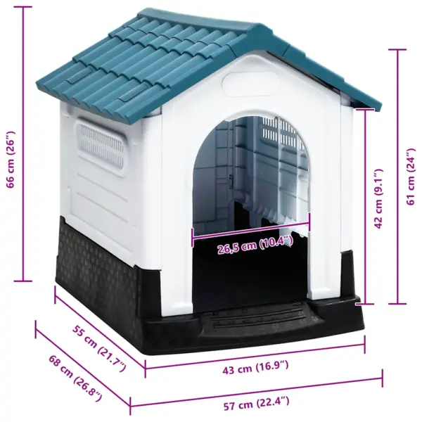 Koerakuut välitingimustesse ventilatsiooniavadega, polüpropüleen, 57 x 68 x 66 cm – 8