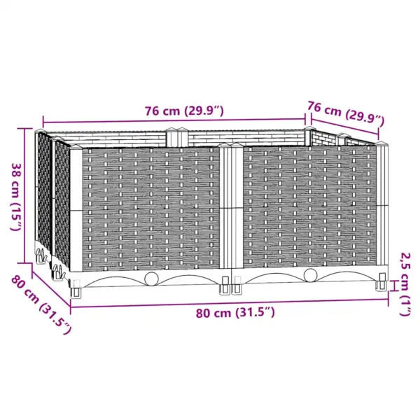 Must taimekast 80 x 80 x 38 cm, polüpropüleenist - 6