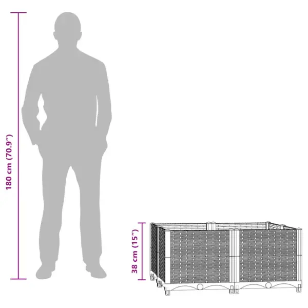 Pruun polüpropüleenist taimekast 80 x 80 x 38 cm – 7