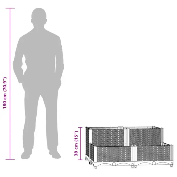 Pruun polüpropüleenist taimelava, 80 x 80 x 38 cm – 8