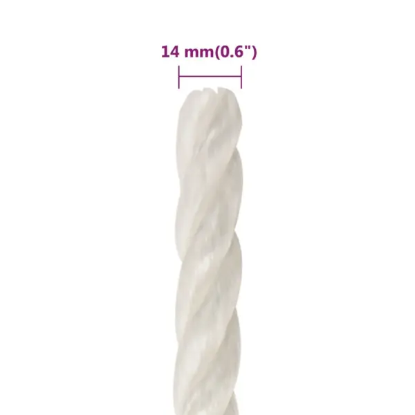Valge polüpropüleenist töököis, 14 mm, 100 m – 6