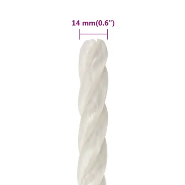 Valge polüpropüleenist töököis, 14 mm, 250 m - 6