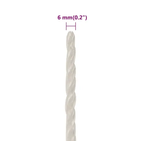 Polüpropüleenist töököis, valge, 6 mm, 100 m – 6