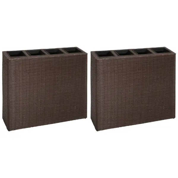 Polürotangist taimekastid 4 potiga, 2 tk, pruun, 79 x 22 x 76 cm – 2