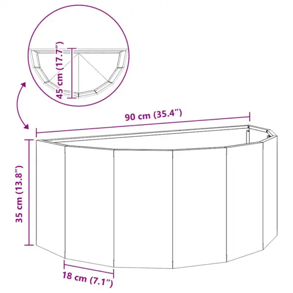 Poole ringi terasest taimekast, oliivroheline, 90 x 45 x 35 cm – 12
