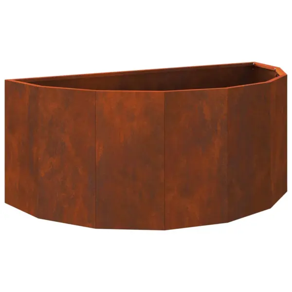 Poolringikujuline taimekast, roostevärvi teras, 90 x 45 x 35 cm – 2