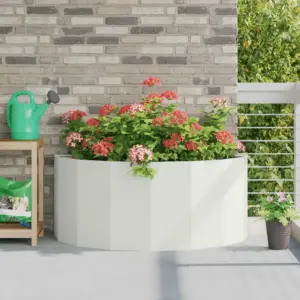 Poolkaarekujuline valge terasest taimekast, 120 x 60 x 50 cm