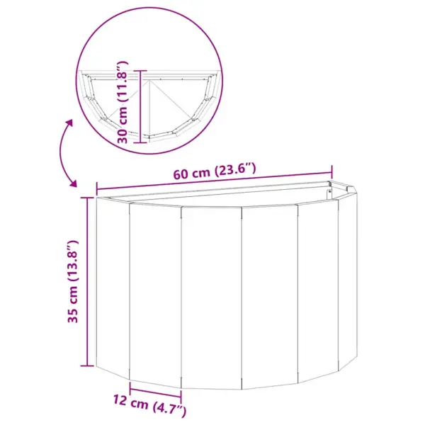 Poolringikujuline roostevabast terasest taimekast, hõbedane, 60 x 30 x 35 cm – 12