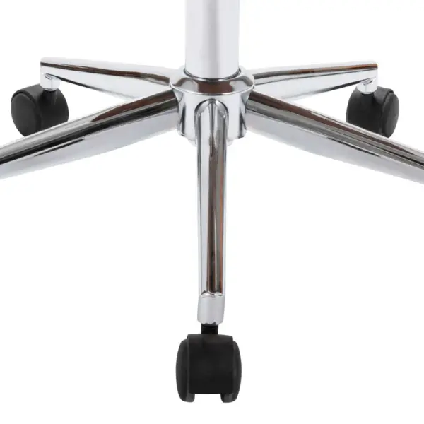 Pöörlev kontoritool valge kunstnaha ja painutatud puiduga, reguleeritav kõrgus – 6