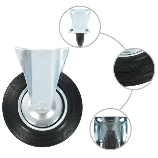 Kummist pöördrattad kinnitustallaga, 4 tk, must, 200 mm, 2 piduriga – 3