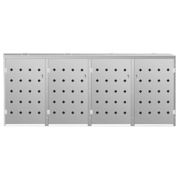 Roostevabast terasest prügikasti kuur neljale 240 l konteinerile, hõbedane, 276 x 77,5 x 115 cm – 3