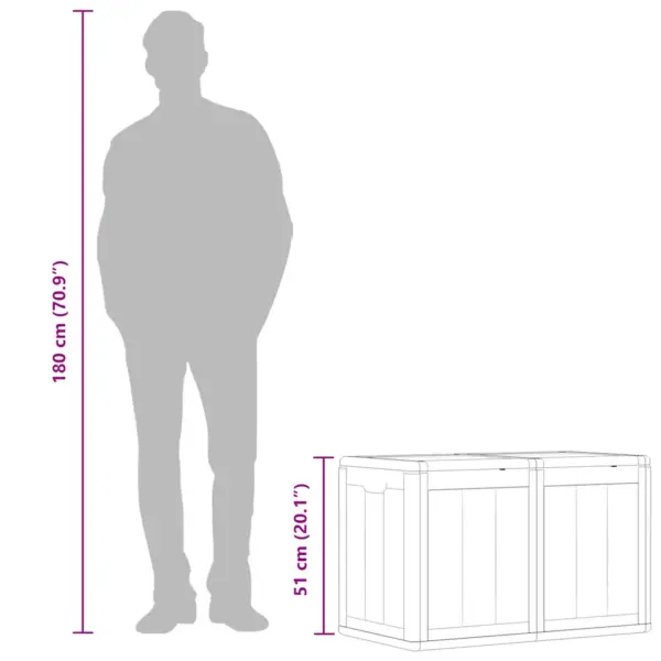 Aia hoiukast puiduimitatsiooniga, 180 l, pruun PP, 80,5 x 44 x 51 cm – 12