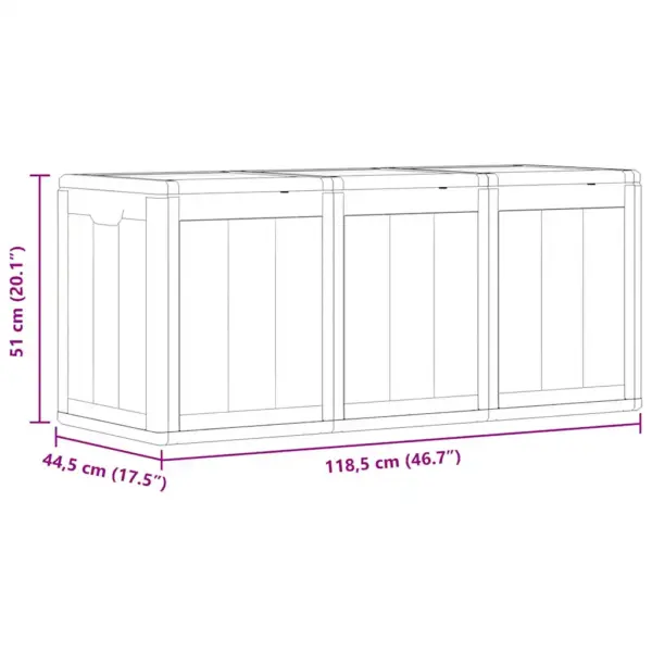 Aia hoiukast 270 l, pruun, puidu imitatsiooniga PP, 118,5 x 44,5 x 51 cm - 11