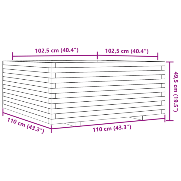 Aia taimekast survetöötlusega immutatud männipuidust, pruun, 110 x 110 x 49,5 cm – 10