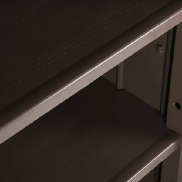 Pruun aiakapp 4 riiuliga, PP puiduimitatsioon, 65 x 45 x 172 cm – 6