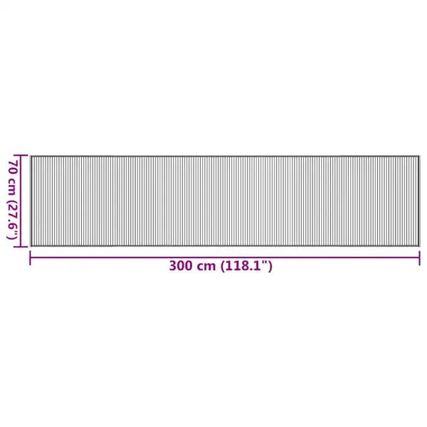 Pruun ristkülikukujuline bambusvaip libisemiskindla põhjaga, 70 x 300 cm – 8