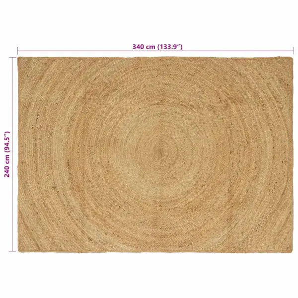 Pruun ristkülikukujuline käsitöö džuutvaip, 240 x 340 cm – 8