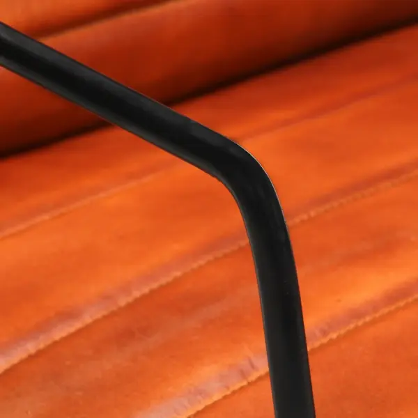 Ehtsast nahast tugitool, pruun, musta terasraamiga, 52 x 70 x 71 cm – 6