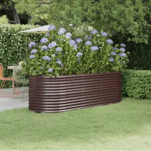 Pruun ovaalne aia taimelava, galvaniseeritud teras, 224 x 80 x 68 cm